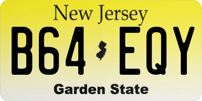 NJ license plate B64EQY