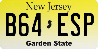 NJ license plate B64ESP