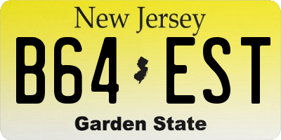 NJ license plate B64EST