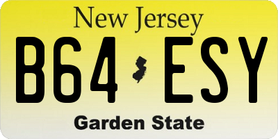 NJ license plate B64ESY