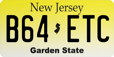 NJ license plate B64ETC