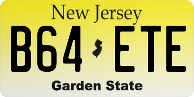 NJ license plate B64ETE
