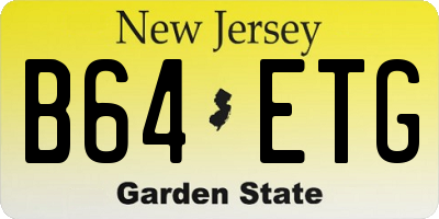 NJ license plate B64ETG