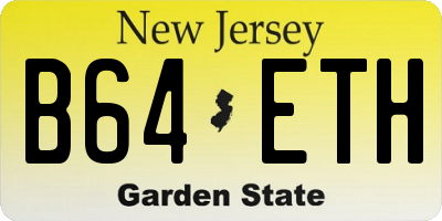 NJ license plate B64ETH