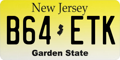 NJ license plate B64ETK