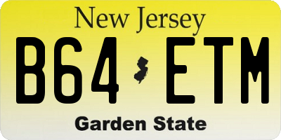NJ license plate B64ETM