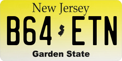 NJ license plate B64ETN