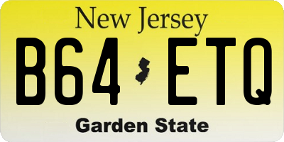 NJ license plate B64ETQ