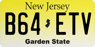 NJ license plate B64ETV