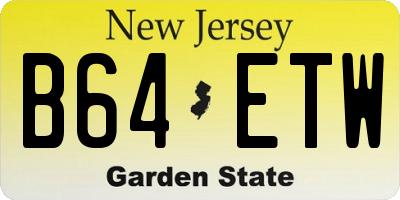 NJ license plate B64ETW