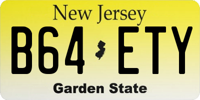 NJ license plate B64ETY