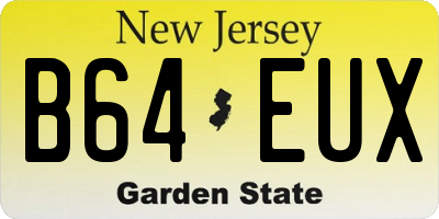 NJ license plate B64EUX