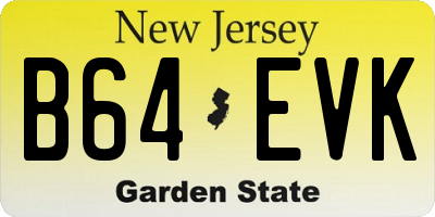 NJ license plate B64EVK