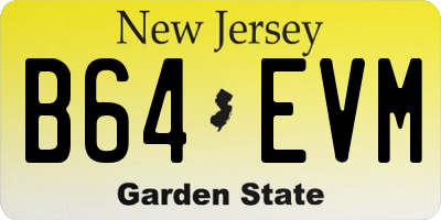 NJ license plate B64EVM