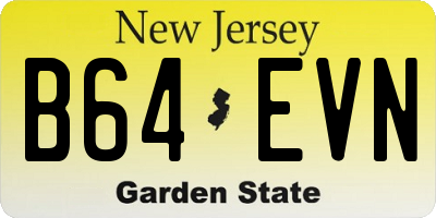 NJ license plate B64EVN