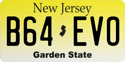 NJ license plate B64EVO