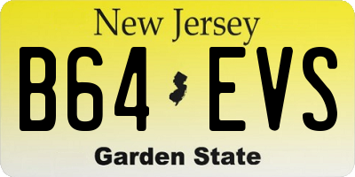 NJ license plate B64EVS