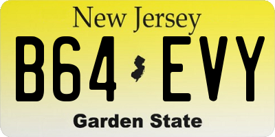 NJ license plate B64EVY