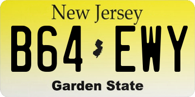 NJ license plate B64EWY