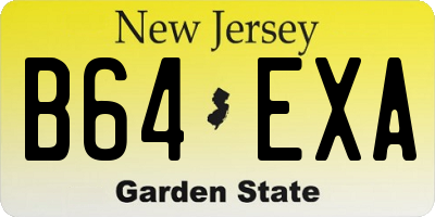 NJ license plate B64EXA