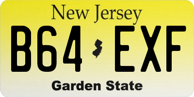 NJ license plate B64EXF