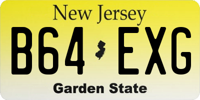 NJ license plate B64EXG
