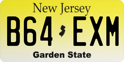 NJ license plate B64EXM