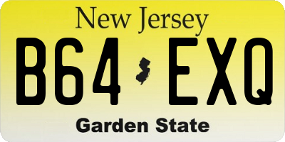 NJ license plate B64EXQ