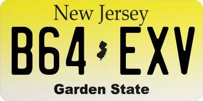 NJ license plate B64EXV