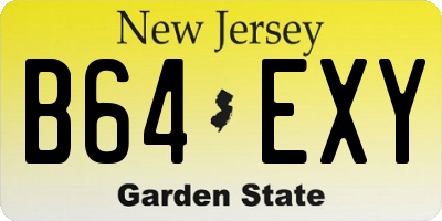 NJ license plate B64EXY