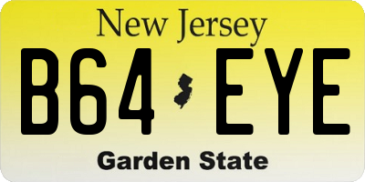 NJ license plate B64EYE