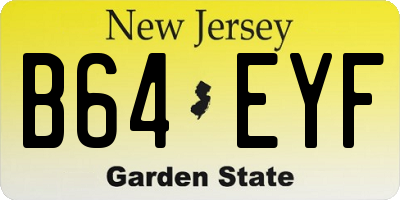 NJ license plate B64EYF