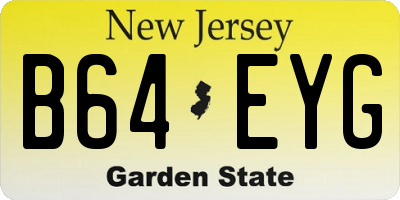 NJ license plate B64EYG