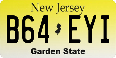 NJ license plate B64EYI