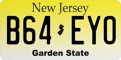 NJ license plate B64EYO