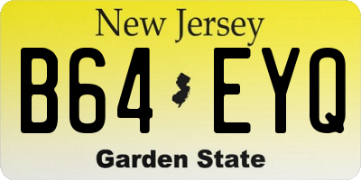 NJ license plate B64EYQ