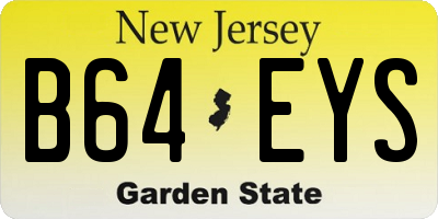 NJ license plate B64EYS