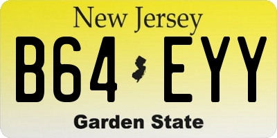 NJ license plate B64EYY