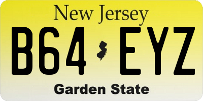 NJ license plate B64EYZ