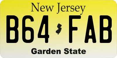 NJ license plate B64FAB