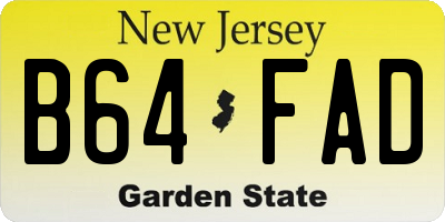 NJ license plate B64FAD