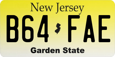 NJ license plate B64FAE
