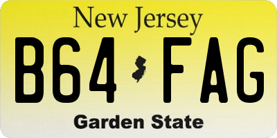 NJ license plate B64FAG