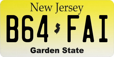 NJ license plate B64FAI