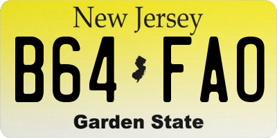 NJ license plate B64FAO