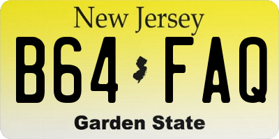 NJ license plate B64FAQ