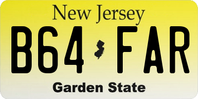 NJ license plate B64FAR