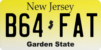 NJ license plate B64FAT