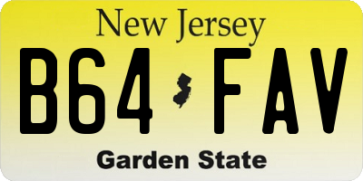 NJ license plate B64FAV