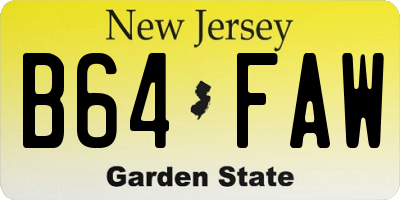 NJ license plate B64FAW